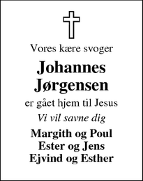 Dødsannoncen for Johannes
Jørgensen - Ikast