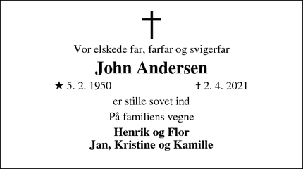 Dødsannoncen for John Andersen - Horsens