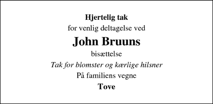 Taksigelsen for John Bruun - Esbjerg