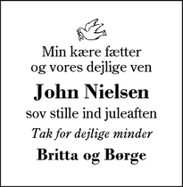 Dødsannoncen for John Nielsen - Herning