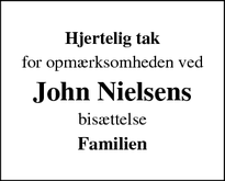 Taksigelsen for John Nielsens - Holbæk
