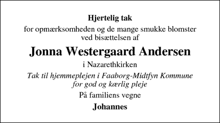 Taksigelsen for Jonna Westergaard Andersen - Ebeltoft