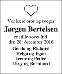 Dødsannoncen for Jørgen Bertelsen - Ulfborg