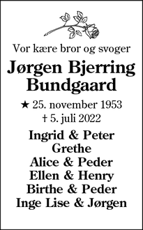 Dødsannoncen for Jørgen Bjerring Bundgaard - Ølgod