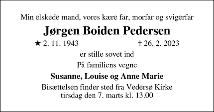 Dødsannoncen for Jørgen Boiden Pedersen - Odense
