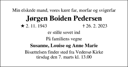 Dødsannoncen for Jørgen Boiden Pedersen - Odense