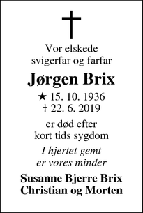 Dødsannoncen for Jørgen Brix - Randers