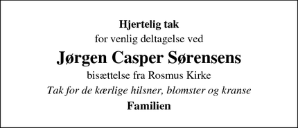 Taksigelsen for Jørgen Casper Sørensens - grenå