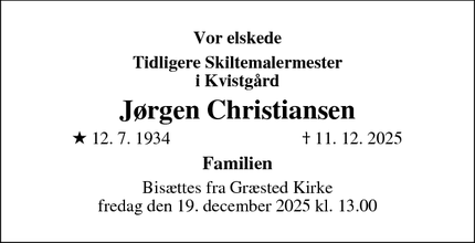 Dødsannoncen for J&oslash;rgen Christiansen - Tikøb