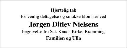 Taksigelsen for Jørgen Ditlev Nielsens - Danmark