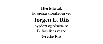 Taksigelsen for Jørgen E. Riis - Kolding