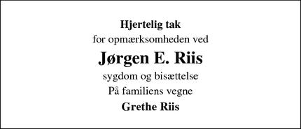 Taksigelsen for Jørgen E. Riis - Kolding