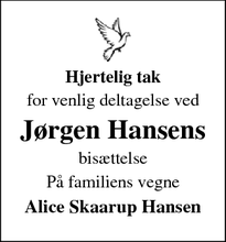 Taksigelsen for Jørgen Hansens - Sønderborg