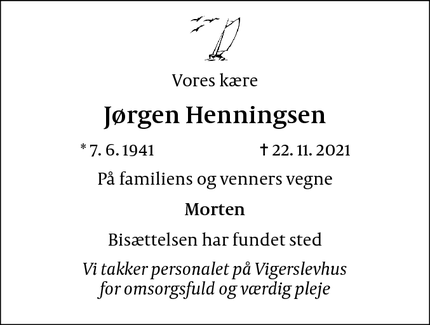 Dødsannoncen for Jørgen Henningsen - København