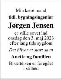 Dødsannoncen for Jørgen Jensen - Værløse