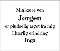 Dødsannoncen for Jørgen - Kolding