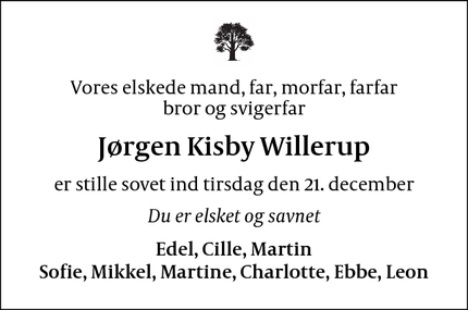 Dødsannoncen for Jørgen Kisby Willerup - Gilleleje