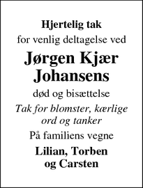 Taksigelsen for Jørgen Kjær Johansen - Vemmelev
