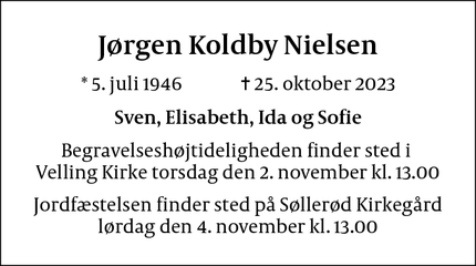 Dødsannoncen for Jørgen Koldby Nielsen - Frabedes