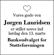 Dødsannoncen for Jørgen Lauridsen - Herning