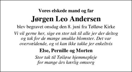 Taksigelsen for Jørgen Leo Andersen - Tølløse