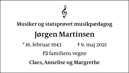 Dødsannoncen for Jørgen Martinsen - 2750