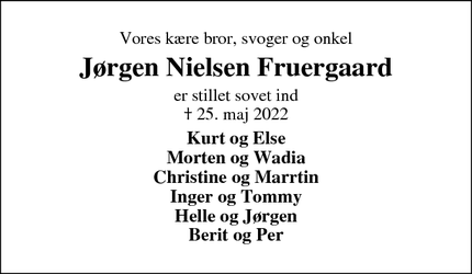 Dødsannoncen for Jørgen Nielsen Fruergaard - Højslev