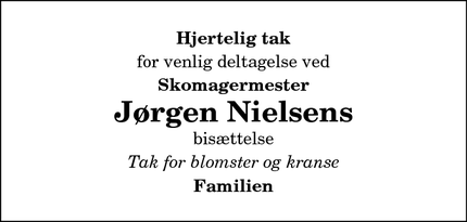 Taksigelsen for Jørgen Nielsens - Hirtshals