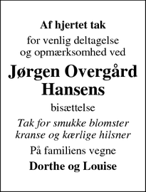 Taksigelsen for Jørgen Overgård
Hansen - Slagelse