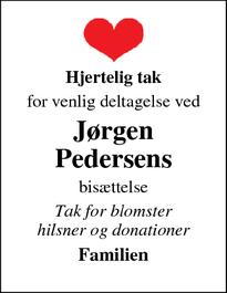 Taksigelsen for Jørgen Pedersens - Struer
