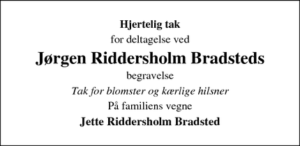 Taksigelsen for Jørgen Riddersholm Bradsted - Esbjerg