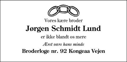 Dødsannoncen for Jørgen Schmidt Lund - Vejen
