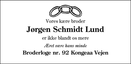 Dødsannoncen for Jørgen Schmidt Lund - Vejen