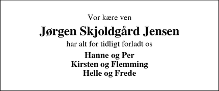 Dødsannoncen for Jørgen Skjoldgård Jensen - Højslev