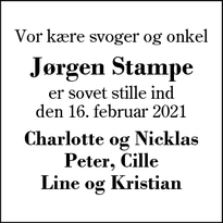 Dødsannoncen for Jørgen Stampe - Herning