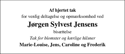 Taksigelsen for Jørgen Sylvest Jensen - Helsinge (denmark)