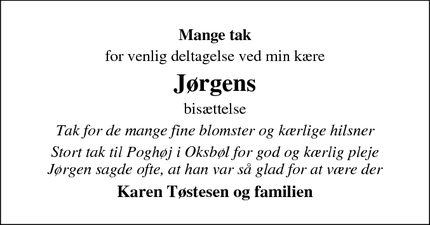 Taksigelsen for J&oslash;rgen - Oksbøl