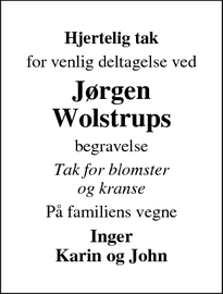 Taksigelsen for Jørgen
Wolstrups - Bredsten