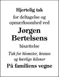 Taksigelsen for Jørgen
Bertelsen - Bredebro