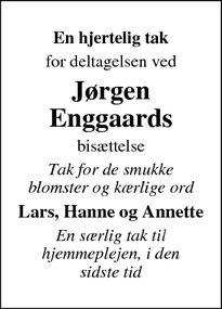 Taksigelsen for Jørgen
Enggaard - Ringe