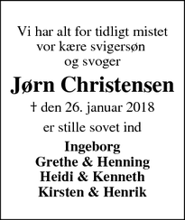 Dødsannoncen for Jørn Christensen - Harboøre