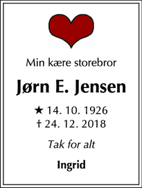 Dødsannoncen for Jørn E. Jensen - Sigerslevvester