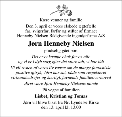 Dødsannoncen for Jørn Henneby Nielsen - Odense