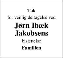 Taksigelsen for Jørn Ibæk
Jakobsen - Fredericia