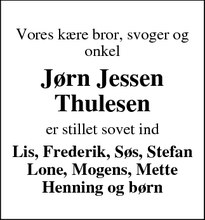 Dødsannoncen for Jørn Jessen Thulesen - Vojens