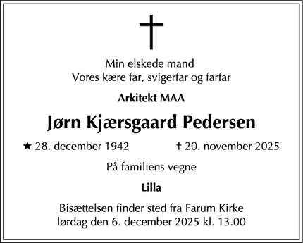 Dødsannoncen for Jørn Kjærsgaard Pedersen - Farum