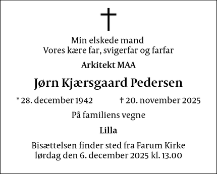 Dødsannoncen for Jørn Kjærsgaard Pedersen - Farum