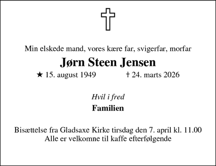 Dødsannoncen for J&oslash;rn Steen Jensen - Ballerup 