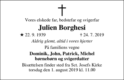 Dødsannoncen for Julien Borghesi - Horsens