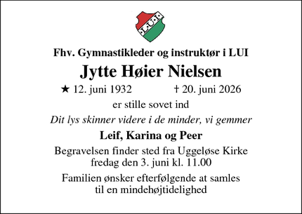 Dødsannoncen for Jytte H&oslash;ier Nielsen - Lynge